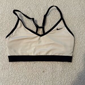 Nike Women's Cream and Black Sports Bra